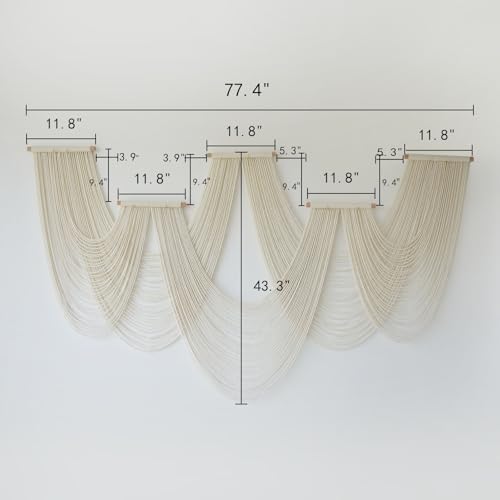 Macrame Wall Hanging Ivory Handmade Geometric Wall Art Fiber Woven Decor - Image 5