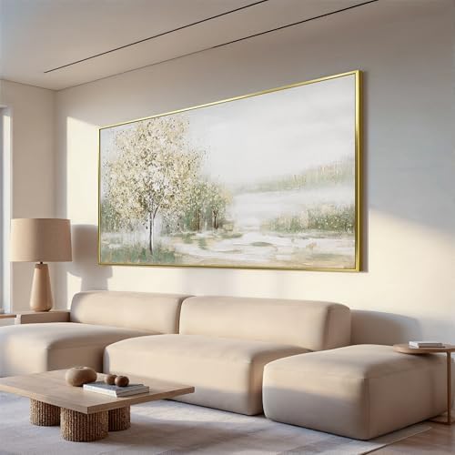 Canvas Wall Art Decor Large Green Wall Art for Living Room Natural Landscape Wall Art Decor Canvas Art Wall Decor Gold Framed Wall Art Prints for Room Bedroom Office Decor 29"X58" by TQJYILUFAART