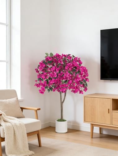 BLOSMON 3.9ft Bougainvillea Artificial Tree for Porch, Set of 2, Hot Pink - Image 6