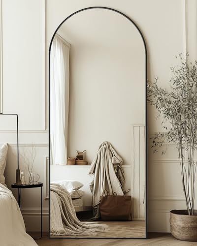 Suidia 68"x26" Arched Full Length Mirror with Stand, Black Floor Mirror - Image 2