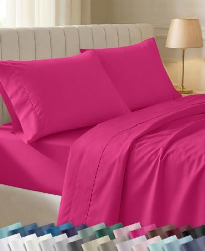 California Design Den Soft 100% Cotton Sateen Full Bedsheets Set, Hot Pink by CaliforniaDesignDen