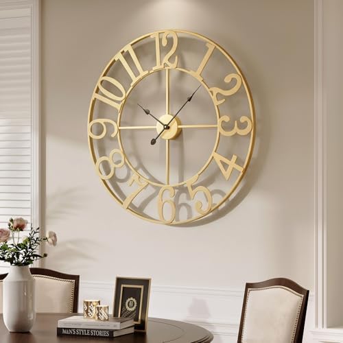 Cuspin 36 Inch Large Wall Clock Gold Decorative Clock for Living Room Decor by Cuspin