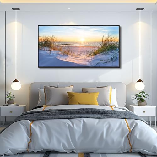 MHARTK66 Large Wall Art for Living Room Modern Wall Decor for Bedroom Beach Landscapes Painting Coastal Picture Ocean Sunset Artwork for Walls Canvas Prints for Bathroom Office Framed Home Decorations - Image 3