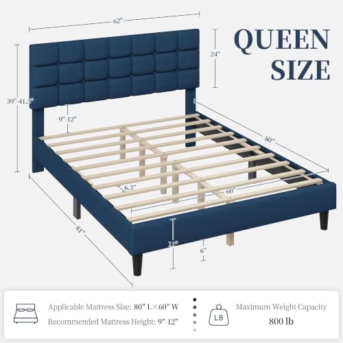 Yaheetech Queen Size Upholstered Tufted Bed Frame with Headboard - Image 2