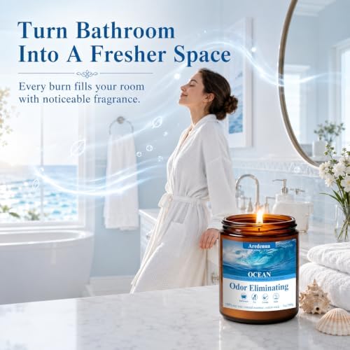 4 Pack Odor Eliminating Highly Fragranced Candle - Eliminates 95% of Pet, Smoke, Food & Other Smells Quickly - Air Freshing Scent of Grapefruit/Linen/Lavender/Ocean - 28oz Soy Candle Gift for Home - Image 6