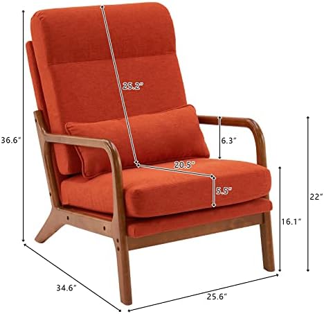 Karl home Accent Chair High Back Mid-Century Modern, Burnt Orange - Image 2