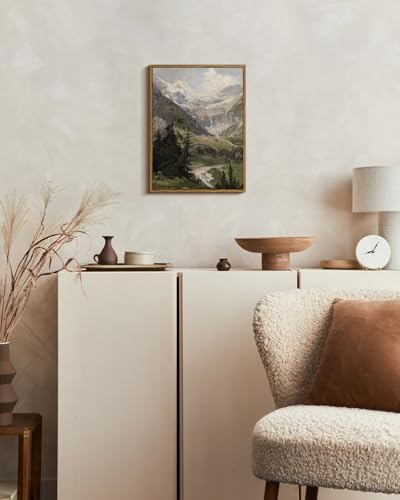 InSimSea Framed Canvas Wall Art Vintage Decor, Mountain Pictures Living Room Decor Aesthetic, Bedroom Bathroom Summer Landscape Wall Pictures, 12"x16" - Image 5