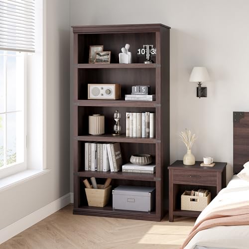 GarveeHome 5 Tier Farmhouse Bookcase, 67.4" Tall Book Shelf with Storage - Image 3