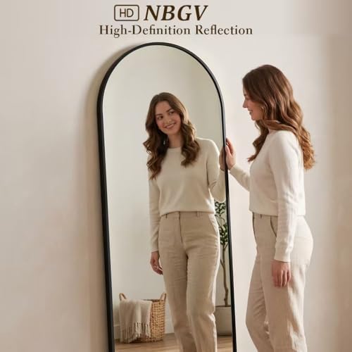 57"x18" Floor Mirror Full Length, Arched Full Length Mirror with Stand, Full Body Mirrors for Bedroom Living Room or Cloakroom Black - Image 4