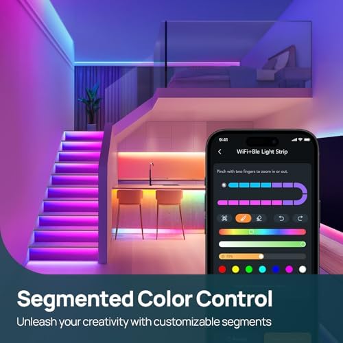 Linkind LED Strip Lights RGB 25ft, Smart Light Strip Work with Alexa and Google Home, App Control Music Sync Segmented Color Changing Led Lights for Bedroom Kitchen - Image 3