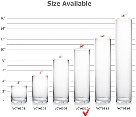 WGVI Quality Thick Weighted Clear Cylinder Glass Vases, 3" W x 10" H, Flower Bud Vase Skinny Narrow Floral Bouquet Container for Wedding Centerpieces Tabletop Pen Brush Holder, 1 Piece - Image 3
