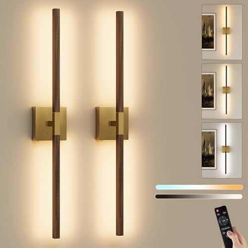Rayogale Gold & Walnut Battery Operated Wall Sconce with Remote Control by Rayogale