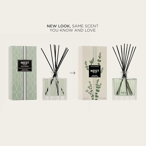 NEST New York Reed Diffuser, Wild Mint & Eucalyptus - 5.9 fl oz - Fragrance for Up to 90 Days - Reusable, Refillable Glass Holder - Includes 8 All-Natural Reed Sticks - Flame Free - Image 2