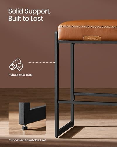 VASAGLE Bar Stools Set of 3, Counter Height, PU Leather, 26-Inch - Image 6