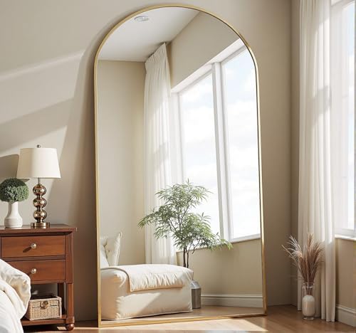 Dewfig Arched Full Length Mirror, 71"x30" Large Floor Mirror, Gold by YourSpacePerfectlyReflected