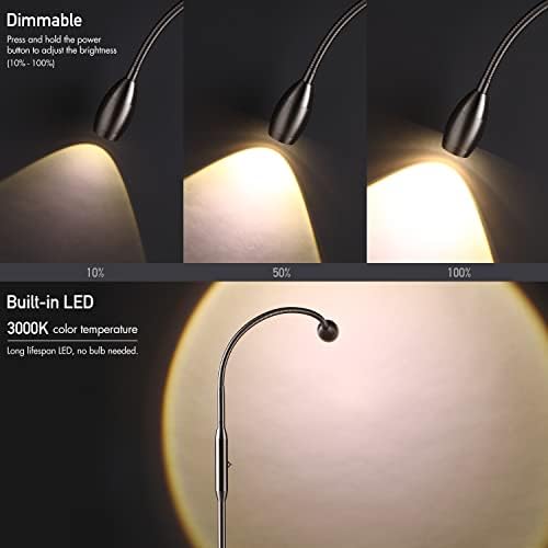 O’Bright Ray – Adjustable LED Beam Floor Lamp, Dimmable and Zoomable Spotlight, Flexible Gooseneck, Reading/Crafting Standing Lamp, Work Table Light, Brushed Nickel - Image 4
