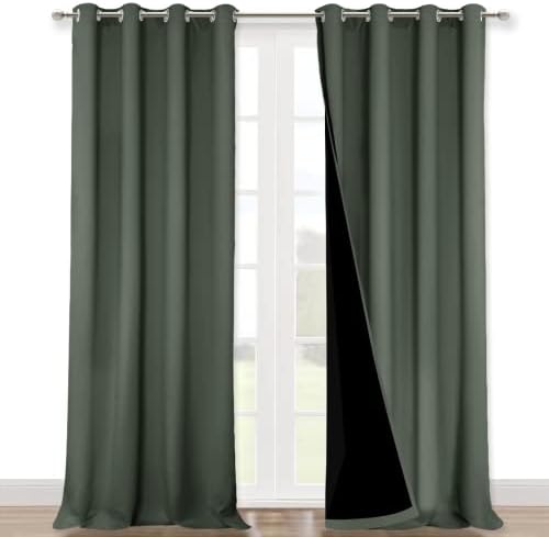 NICETOWN 100% Blackout Curtains 120" Long, Pair of Energy Smart & Noise Blocking Out Drapes for Baby Room Window, Thermal Insulated Guest Room Lined Window Dressing(Dark Mallard, 52" Wide) by NICETOWN