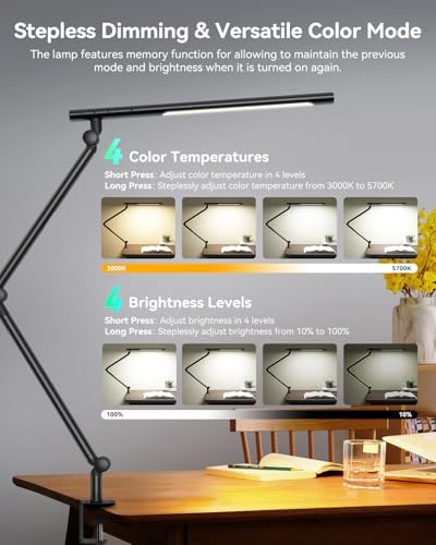 LED Desk Lamp with Clamp, Dual-Light Architect Lamp with RGB Light & Remote - Image 3