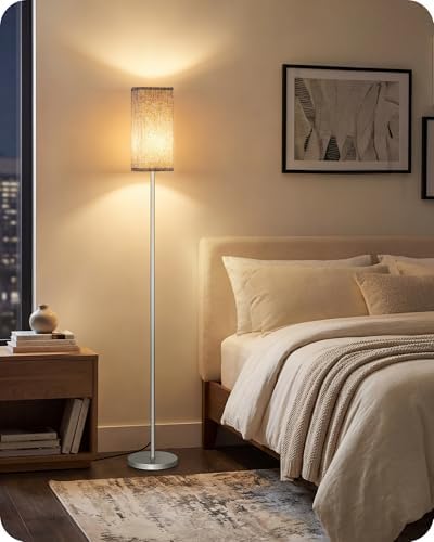 64.2'' Dimmable Floor Lamp for Living Room with Remote and Foot Switch, Corner Floor Lamp for Bedroom, Includes 10W A19 Bulb, Modern Standing Tall Lamp, ETL Listed Silver and Beige SE17LD05 - Image 6