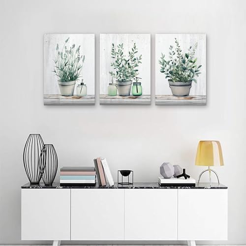 MHARTK66 Family Canvas Wall Decor for Bedroom, Dining Room, Living Room & Office - Green Leaf Vase Artwork - 12x16in - Image 5