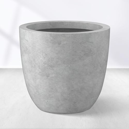 Kante Pale Gray Concrete Planter 18" Dia All-Weather Round Large Pot by Unknown