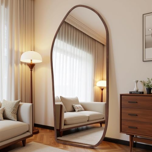 Suidia Full Length Mirror, Oversized Floor Mirror with Solid Wood Frame, Large Standing Mirror for Bedroom Living Room, Wood Art Style, Dark Walnut, 75" L x 32" W by SuidiaMirror