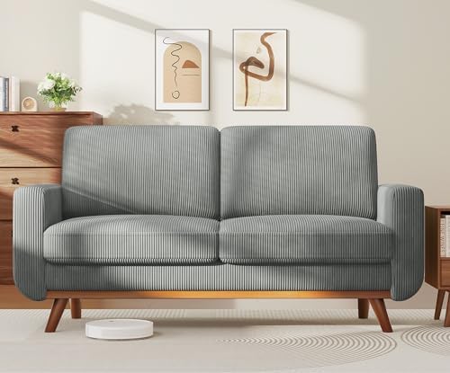 Vesgantti 68" Loveseat Sofa Dark Gray, Comfy Corduroy Couch with Spring Cushion and Solid Wood, Modern Extra Deep Seat for Bedroom, Living Room, Office by Vesgantti