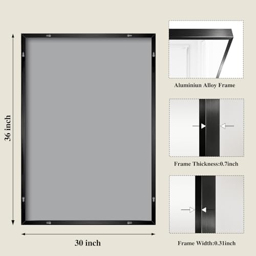 Koonmi Black Mirrors for Wall, 30x36 Inch Bathroom Mirror, Rectangular Wall Mirror for Living Room Bedroom Bathroom, Hangs Horizontally or Vertically - Image 2