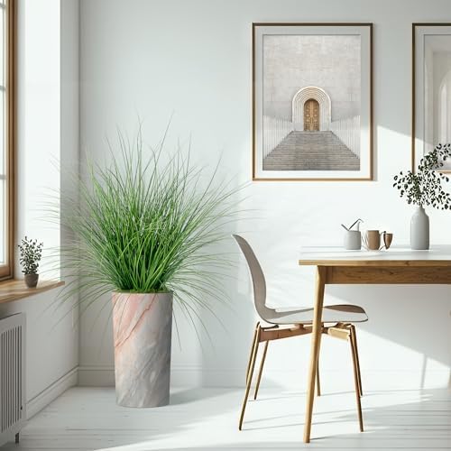 Artificial Tree in Modern Granite Effect Planter, Fake Onion Grass Silk Tree for Indoor and Outdoor Home Decoration - 55" Overall Tall (Plant Pot Plus Tree) - Image 6