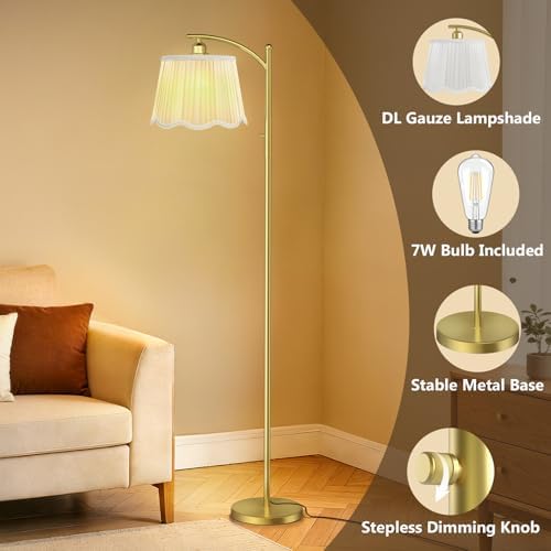 Karjoefar Thickened Gauze Shade Dimmable Arc Floor Lamps for Living Room - Image 5