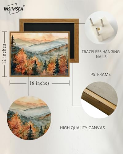 InSimSea Vintage Fall Canvas Wall Decor, Landscape Pictures Framed Art - Image 4