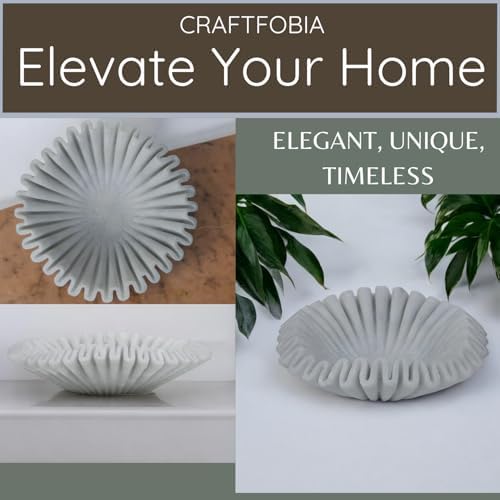 Marble Ruffle Bowl Handcrafted Decorative ScallopBowls - Antique Catchall Jewelry Dish Fruit Organizer for Home & Kitchen (9 inches) - Image 3