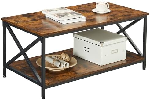 VASAGLE Coffee Table with Storage Shelf, 39.4 x 21.7 x 17.7 Inches by VASAGLEbySONGMICSHOME