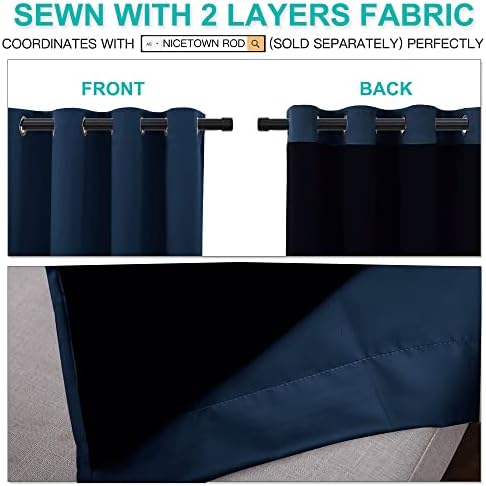 NICETOWN 100% Blackout Cold Blocking Curtain, Thermal Insulated & Energy Efficiency Window Draperies for Guest Room, Full Shading Panels for Shift Worker & Light Sleepers, Navy Blue, 70W x 84L, 2 PCs - Image 4