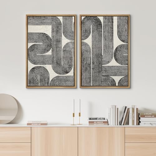 SIGNWIN Framed Wall Art Print Set Black and White Geometric Line Abstract Photography Modern Art Rustic Relax/Calm Multicolor for Living Room, Bedroom, Office - 16"" x24 x2 NATURAL - Image 3