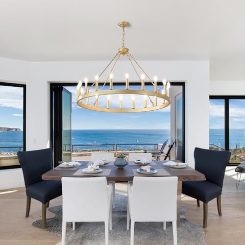 40" Gold Wagon Wheel Chandelier 20-Light Large Dining Room Chandelier - Image 6
