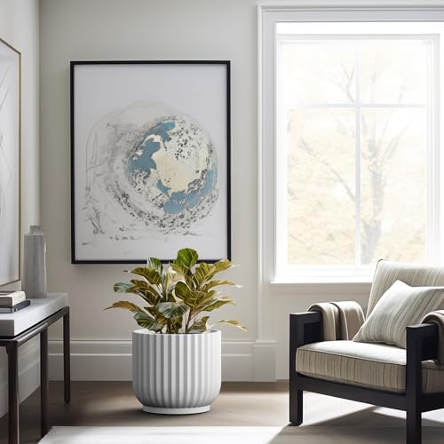 Kante Large Round Pedestal White Concrete Planter 16.7" Dia, Outdoor - Image 6