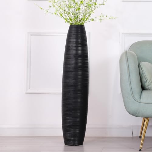Leewadee Decorative Tall Floor Vase for Living Room Decor, 34 inches, Black, Resin by Leewadee