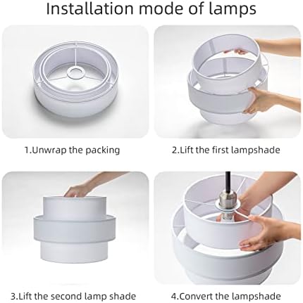 3-tier Drum Lamp Shade for Pendant Lighting Floor Lamps Replacement Shade, The Fibric Lampshade is made of TR by hand (Whtie) - Image 3