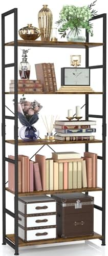 NUMENN 5 Tier Bookshelf, Tall Freestanding Open Storage Bookcase, Vintage by NUMENN