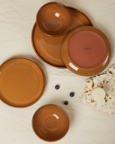 Pokini Stoneware Dinnerware Sets for 4, 12pcs Plates and Bowls Sets Dishes - Image 3