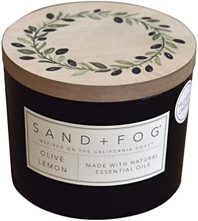 Sand + Fog Scented Candle – Olive Lemon – Additional Scents and Sizes – 100% Cotton Lead-Free Wick - Luxury Air Freshening Jar Candles - Perfect Home Decor – 12oz by SandFogHome