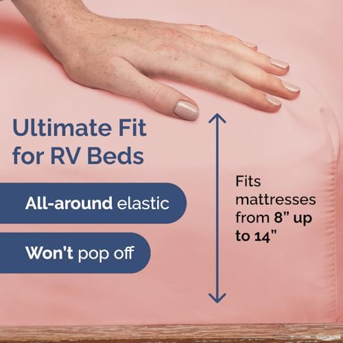Short Queen Size 4 Piece Bed Sheet Set - RV Short Queen Sheets - Baby Pink - Image 3