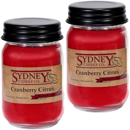 Soy Wax Fall Candles – Tart Cranberry Citrus, Pack of 2 by Sydney+Candle+Co.