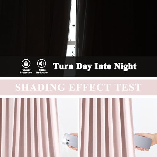 Vision Home Soft Pink Pinch Pleated Full Blackout Curtains Linen Blended Room Darkening Curtain Panels 95 inch for Living Room Bedroom Thermal Insulated Pinch Pleat Drapes with Hooks 8FT 40" Wx95 Lx2 - Image 3