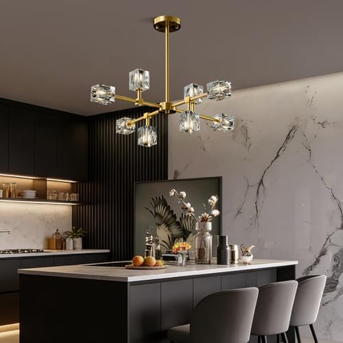 Modern Sputnik Gold Chandelier: Antique Brass Dining Room Living Room Light - Image 5