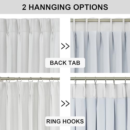 Vision Home White Pinch Pleated Full Blackout Curtains Thermal Insulated Window Curtains 112 inch for Living Room Bedroom Room Darkening Pinch Pleat Drapes with Hooks Back Tab 2 Panel 40" Wx112 L - Image 4