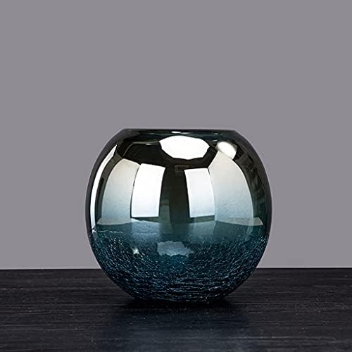 GRFIT Decorative Vase Blue Electroplated Glass Vase Home Coffee Table Office Desktop Restaurant Decoration Vase Handmade Vase Ceramic Vase Glass Vase Hydroponic Flower Vase (Size : Brass) - Image 3