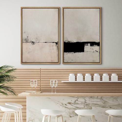 SIGNWIN Framed Canvas Print Wall Art Set Pastel Industrial Grunge Landscape Abstract Shapes Illustrations Minimal Decorative Nordic Relax/Zen for Living Room, Bedroom, Office - 16"" x24 x2 Natural - Image 4