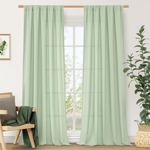 LAMIT Light Filtering Linen Curtains 84 Inch for Living Room 2 Panels by LAMIT